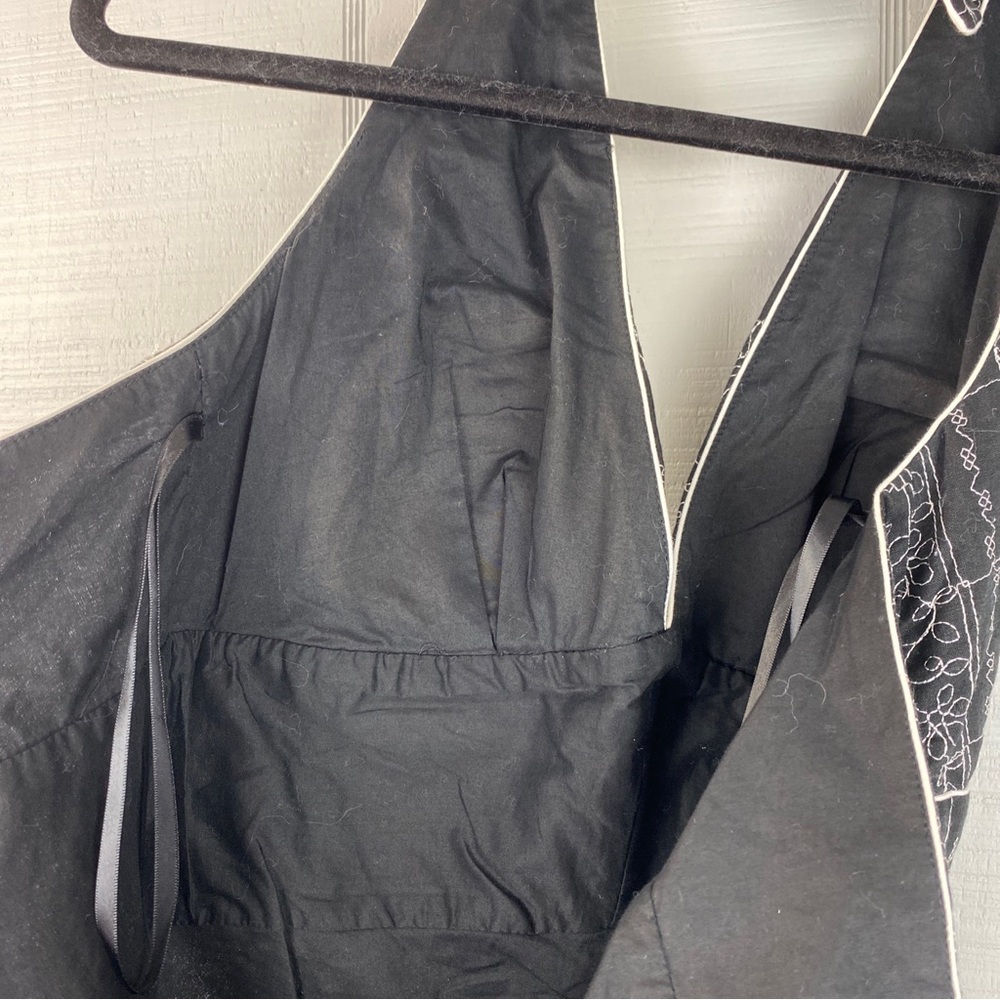 White House Black Market Floral Embroidered V-neck Halter Tie Top A-line Dress 2 - Picture 5 of 7